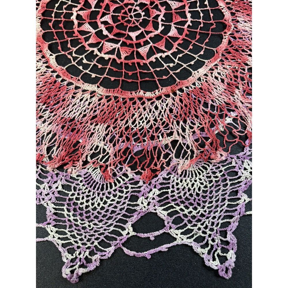 Large 26" Layered Purple & Pink Handmade Doily - Picture 2 of 5